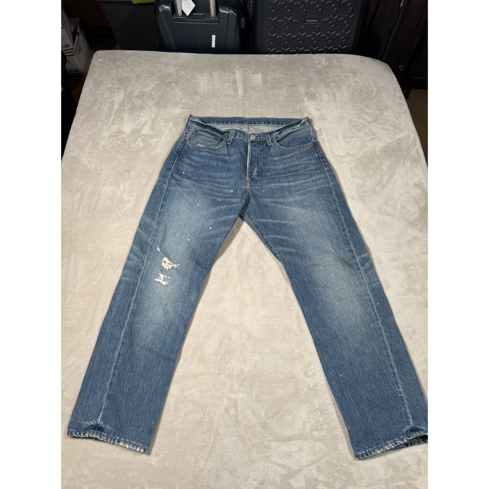 Polo Ralph Lauren Cortlandt 300 Jeans Size 33x30 Blue Distressed Faded Paint